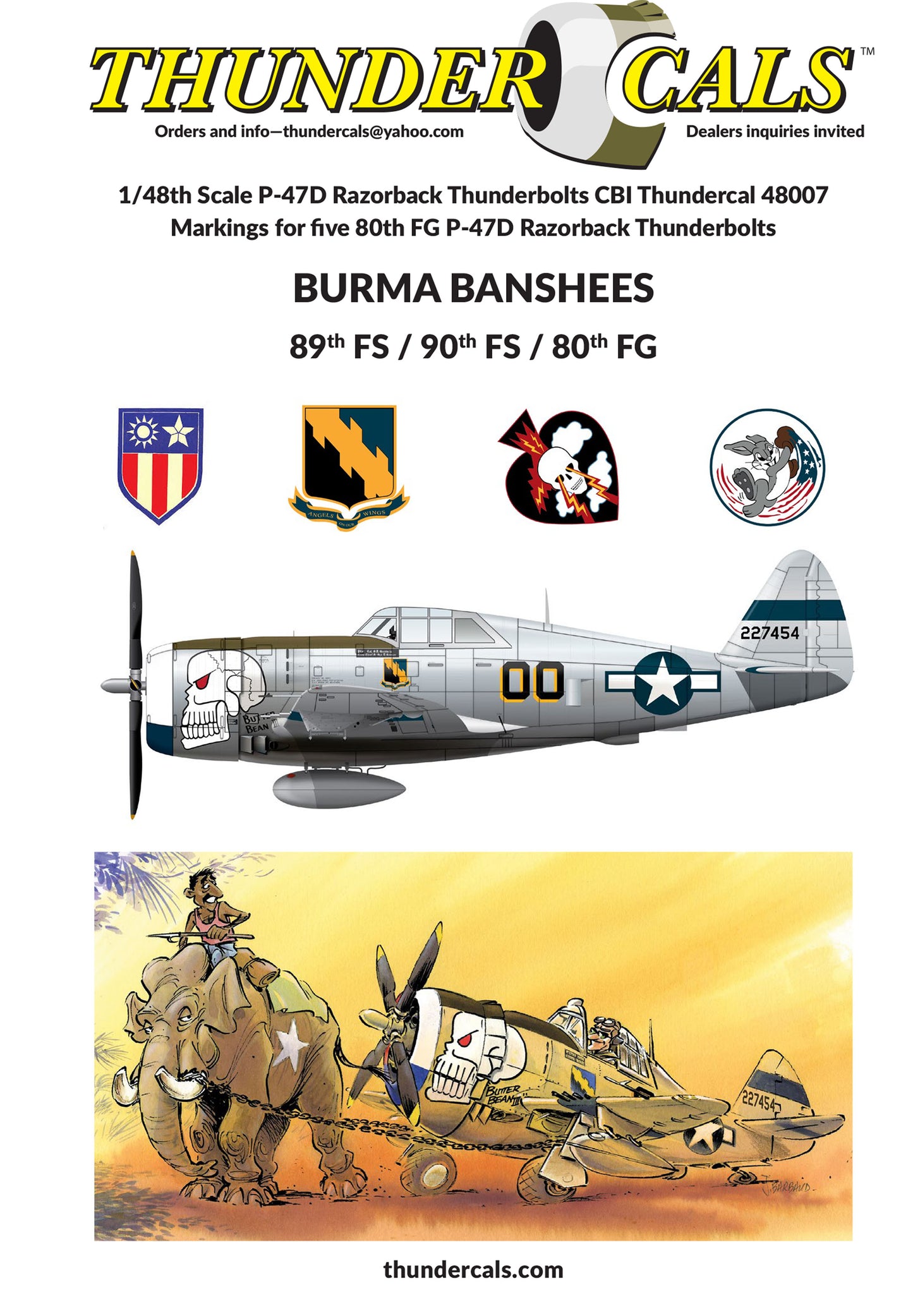 Thundercals TCT48007 1:48 BURMA BANSHEES 2 decal set Decals printed by Cartograf