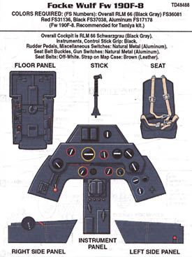 True Details TD48488 1:48 Focke-Wulf Fw-190F-8 cockpit detail set