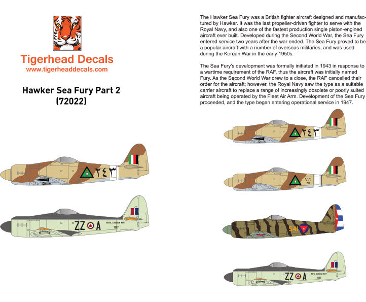 Tigerhead Models THD72022 1:72 Hawker Sea Fury FB.11 Part 2 Iraq, Cuba, Canada