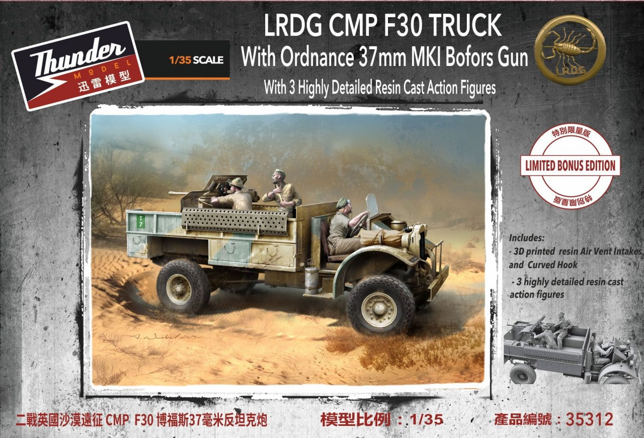 Thunder Models THU35312 1:35 LRDG F30 Gun Truck with action figures