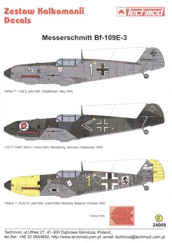 Techmod TM24009 1:24 Messerschmitt Bf-109E-3