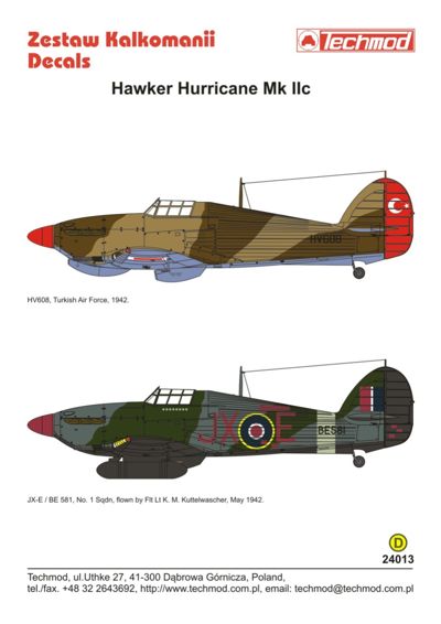 Techmod TM24013 Hawker Hurricane Mk.IIc Turkish Air Force 1:24