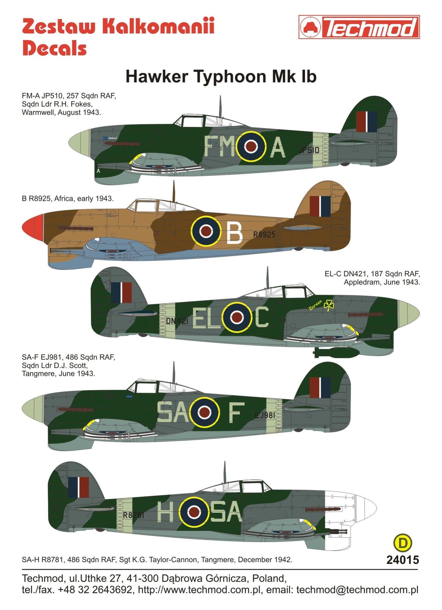Techmod TM24015 1:24 Hawker Typhoon Mk.Ib