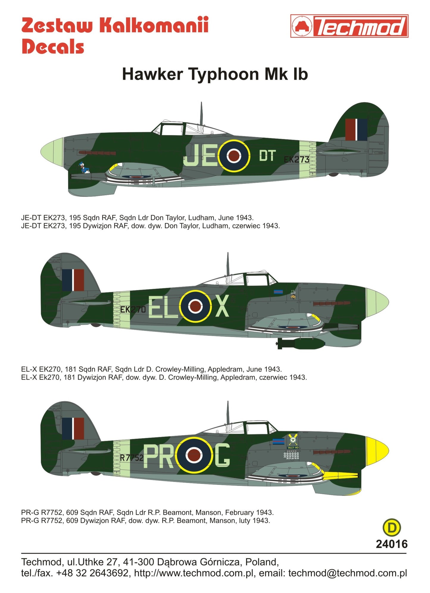 Techmod TM24016 1:24 Hawker Typhoon Mk.Ib
