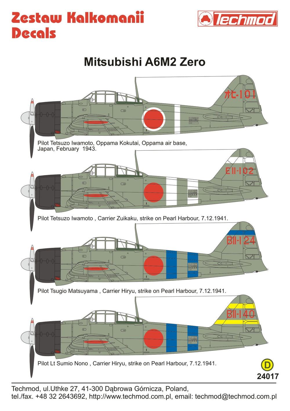 Techmod TM24017 1:24 Mitsubishi A6M2 Zero