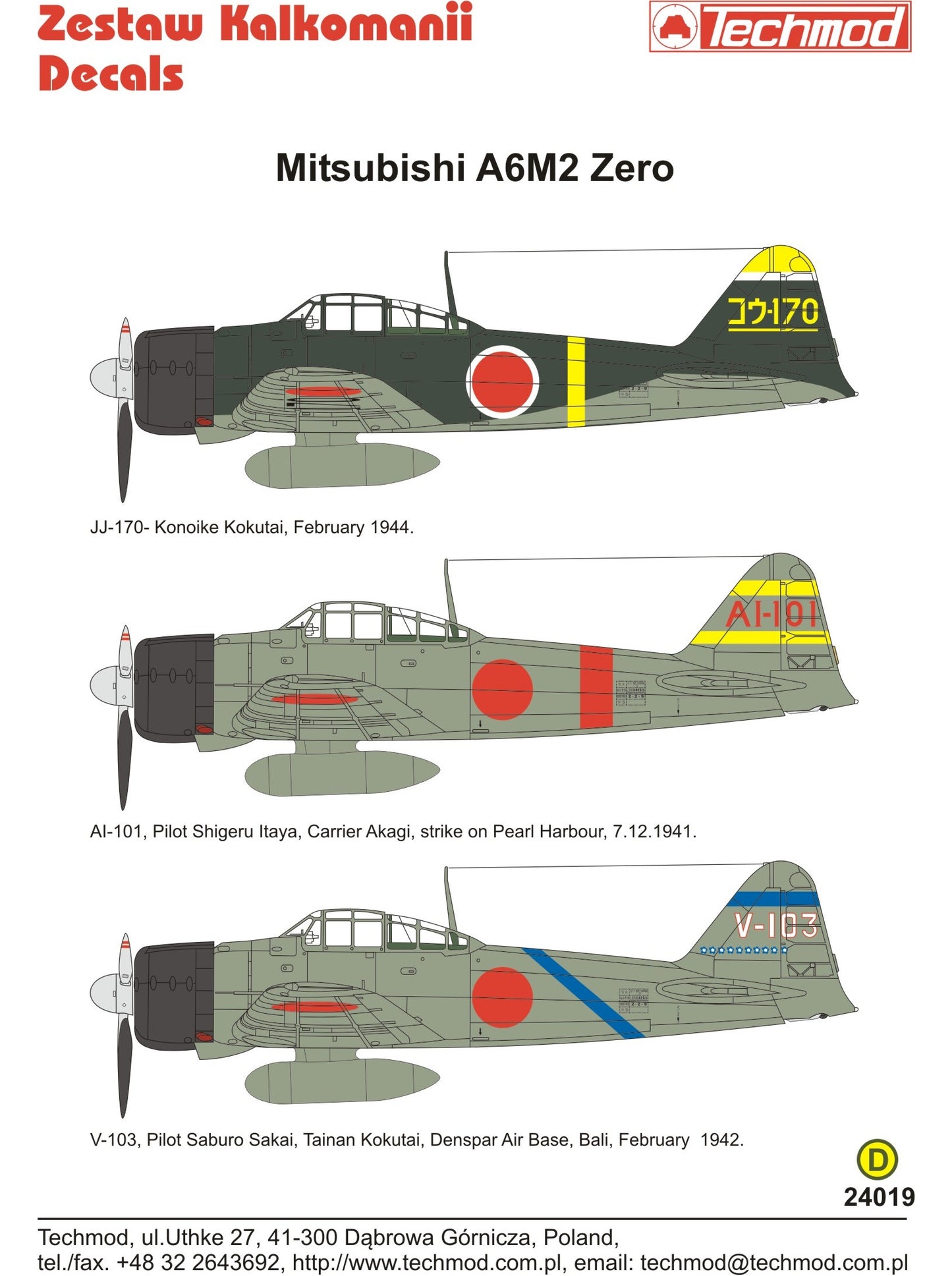 Techmod TM24019 1:24 Mitsubishi A6M2 Zero