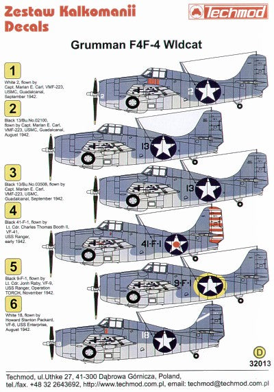 Techmod TM32013 1:32 Grumman F4F-4 Wildcat