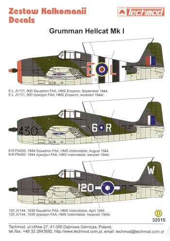 Techmod TM32015 1:32 Royal Navy/RN Grumman Hellcat Mk.I FAA