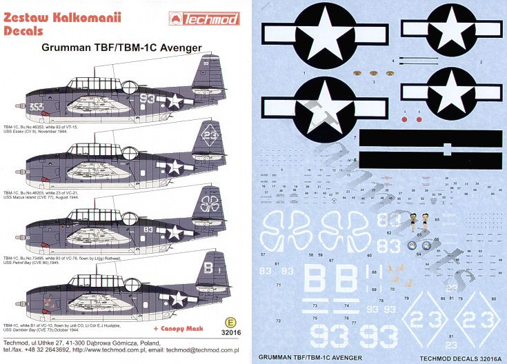 Techmod TM32016 1:32 Grumman TBM-1C Avenger