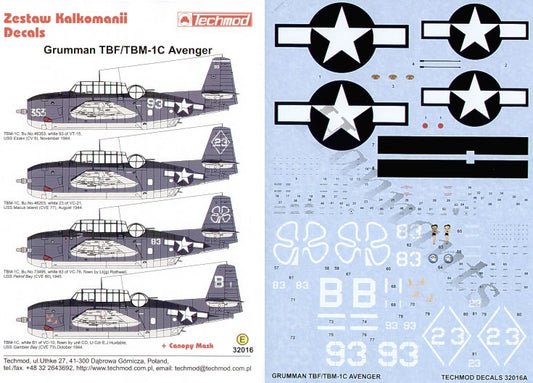 Techmod TM32016 1:32 Grumman TBM-1C Avenger