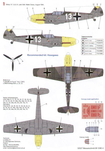 Techmod TM32027 1:32 Messerschmitt Bf-109E-4