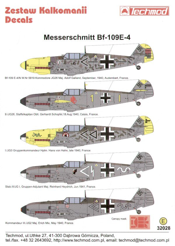 Techmod TM32028 1:32 Messerschmitt Bf-109E-4