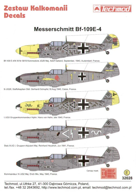 Techmod TM32028 1:32 Messerschmitt Bf-109E-4