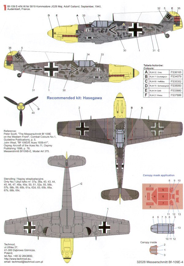 Techmod TM32028 1:32 Messerschmitt Bf-109E-4