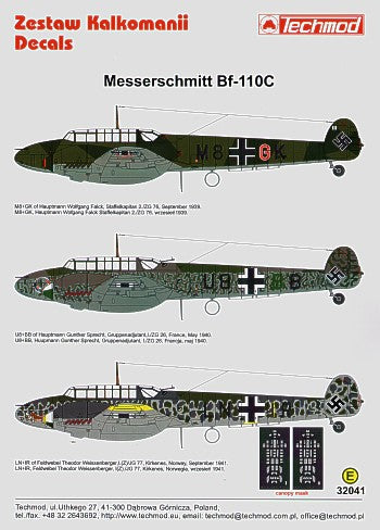 Techmod TM32041 1:32 Messerschmitt Bf-110C