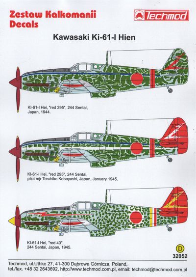 Techmod TM32052 Kawasaki Ki-61-I Hien 244 Sentai 1944 1:32
