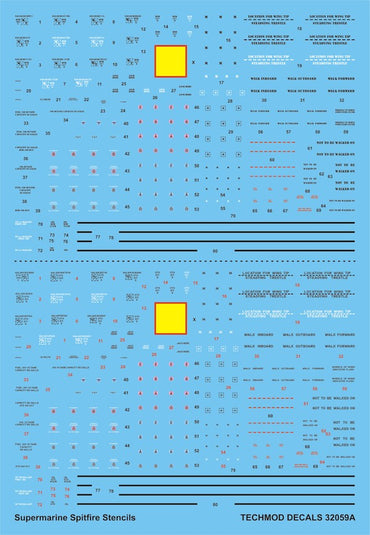 Techmod TM32059 Supermarine Spitfire Stencils Mk.II to Mk.XVI 1:32