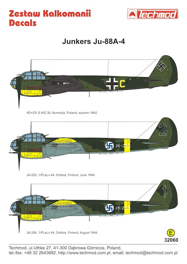 Techmod TM32060 Junkers Ju-88A-4 Luftwaffe & Finnish AF 1:32