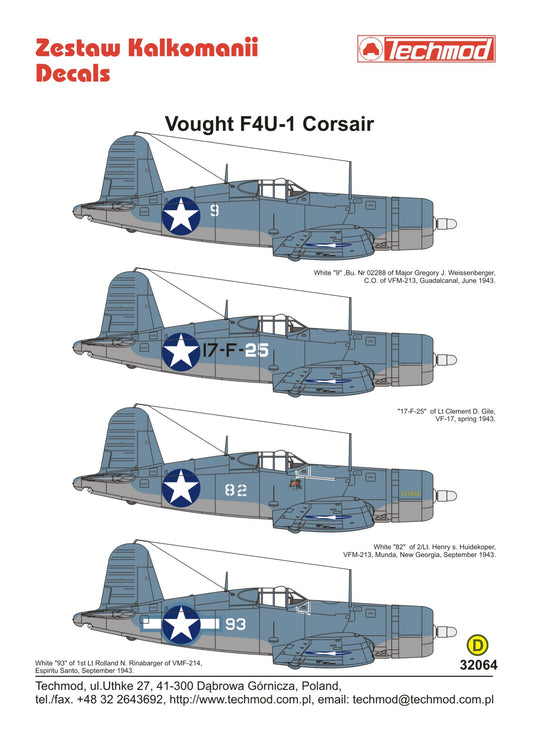Techmod TM32064 1:32 Vought F4U-1 Corsair