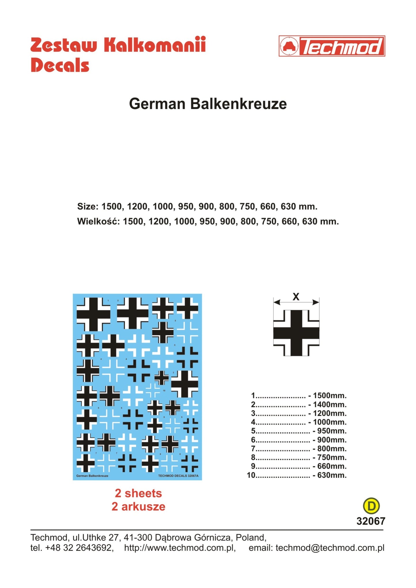 Techmod TM32067 1:32 German Balkenkreuze