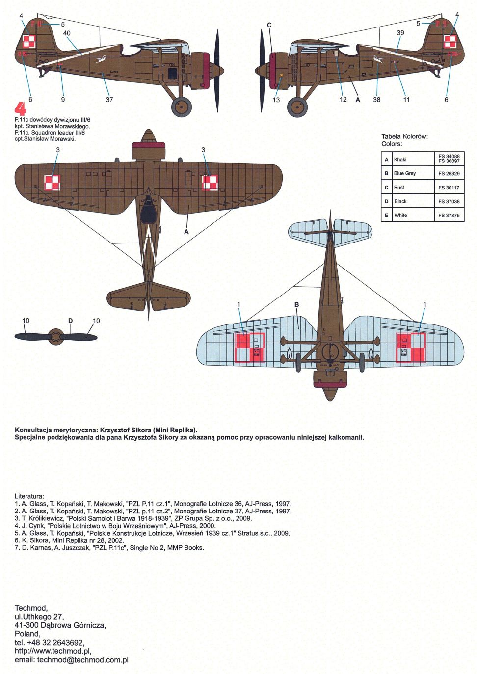 Techmod TM32072 PZL P.11c Camouflage and Markings I-57 1:32