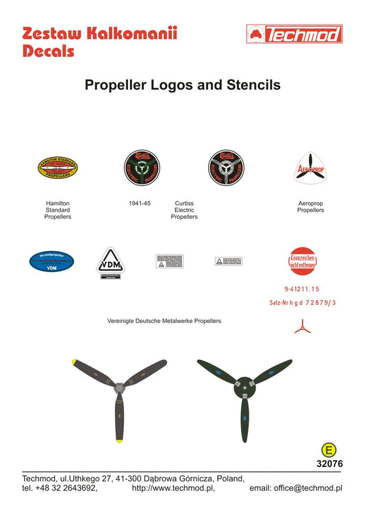 Techmod TM32076 1:32 Propeller logos and stencils..