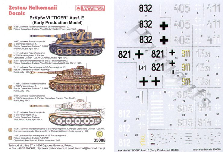 Techmod TM35008 1:35 Pz.Kpfw.VI Tiger Ausf.e Early Production
