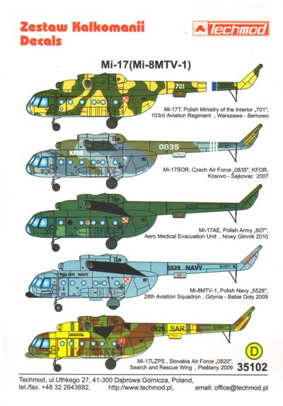Techmod TM35102 1:35 Mil Mi-8MT/Mi-17 Hip-H Helicopter