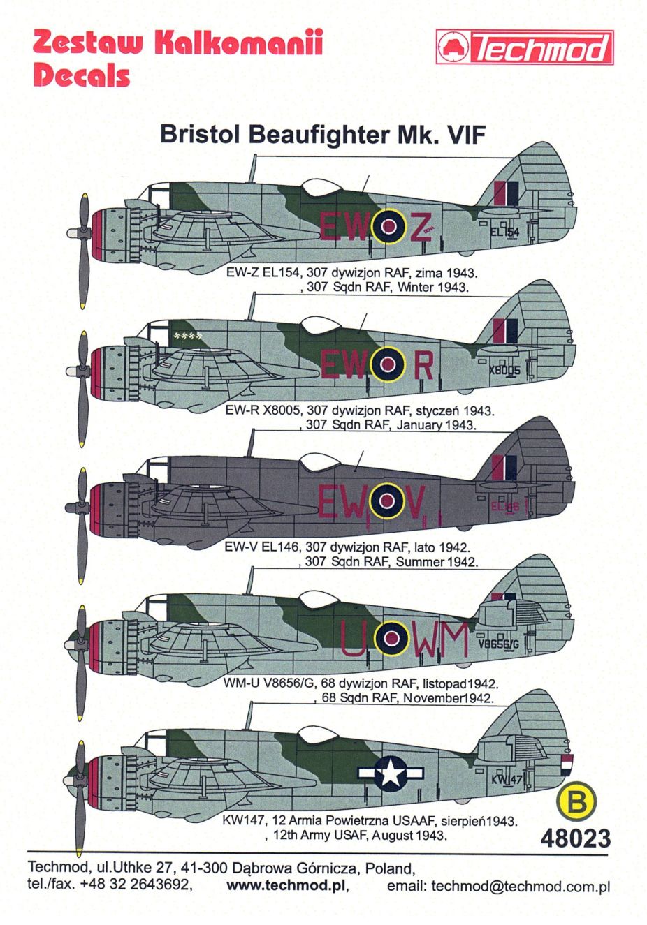 Techmod TM48023 1:48 Bristol Beaufighter Mk.VIF