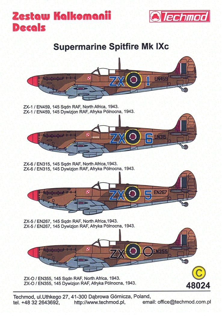 Techmod TM48024 1:48 Supermarine Spitfire Mk.IXc