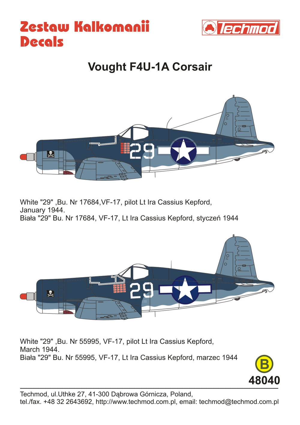 Techmod TM48040R 1:48 Vought F4U-1A