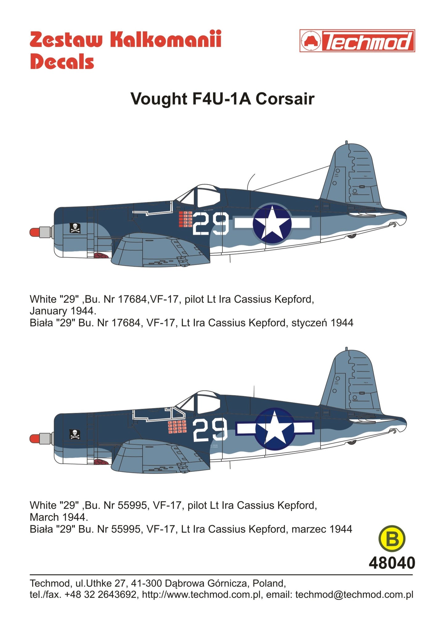 Techmod TM48040R 1:48 Vought F4U-1A