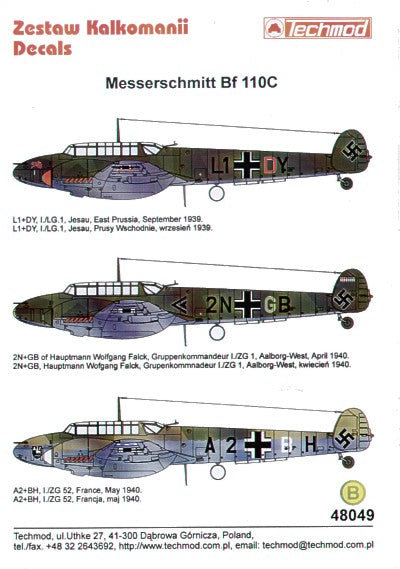 Techmod TM48049 1:48 Messerschmitt Bf-110C