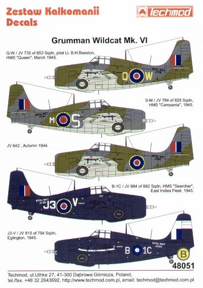 Techmod TM48051 1:48 Grumman Wildcat Mk.IV FAA/Fleet Air Arm