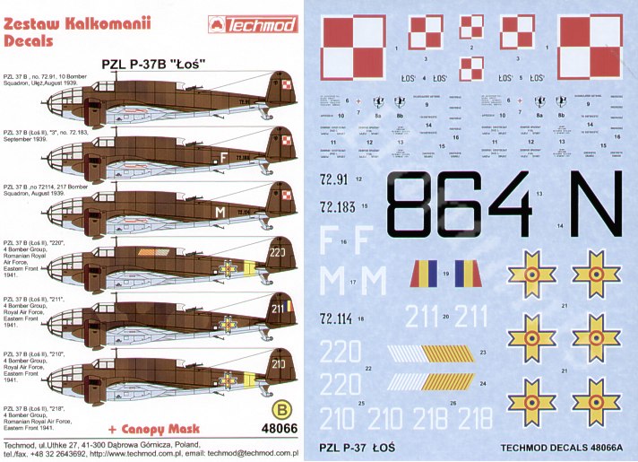 Techmod TM48066 1:48 PZL P.37B Los