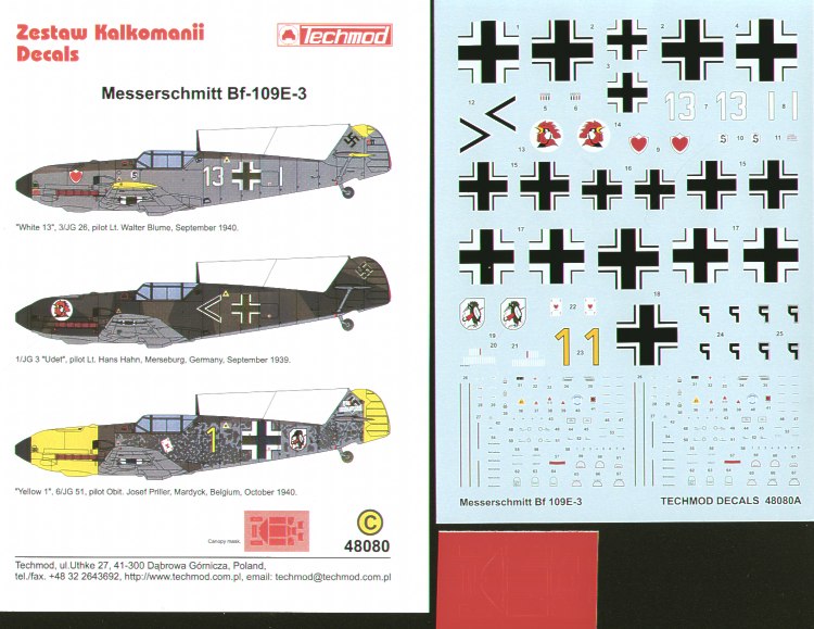 Techmod TM48080 1:48 Messerschmitt Bf-109E-3
