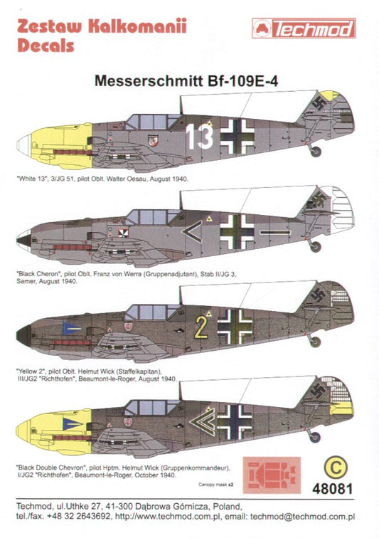 Techmod TM48081 1:48 Messerschmitt Bf-109E-4