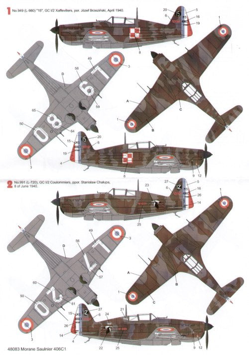 Techmod TM48083 MS.406C1 Armee de l'Air Polish Pilots 1:48