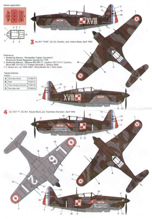 Techmod TM48083 MS.406C1 Armee de l'Air Polish Pilots 1:48