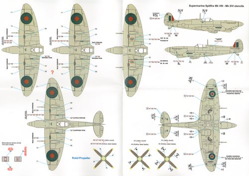 Techmod TM48093 Supermarine Spitfire Mk.I/XVI Stencil Data 1:48