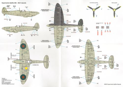 Techmod TM48093 Supermarine Spitfire Mk.I/XVI Stencil Data 1:48