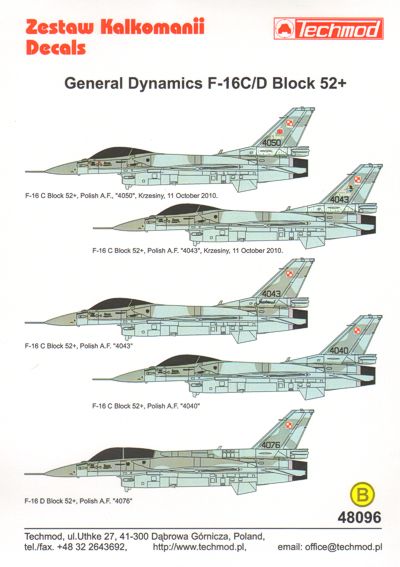 Techmod TM48096 F-16C/D Block 52+ Polish Air Force 1:48