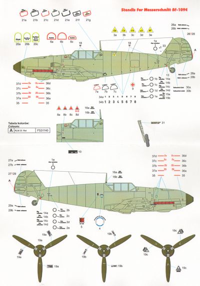 Techmod TM48098 1:48 Messerschmitt Bf-109E complete Stencil Data two aircraft