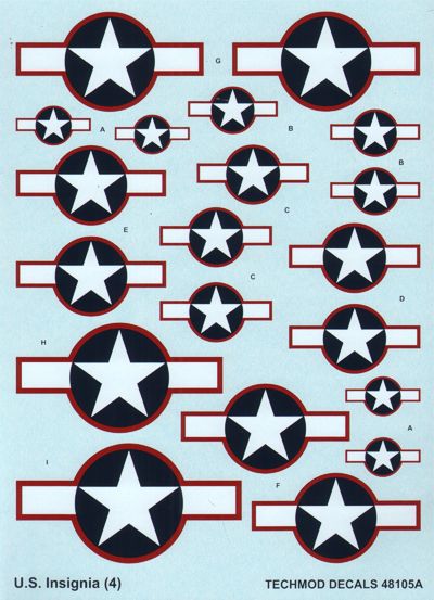 Techmod TM48105 1:48 USAF Insignia with red outline June 1943 to July 1943
