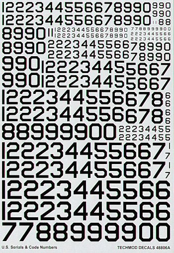 Techmod TM48806 1:48 US Serials and Code Numbers in Black