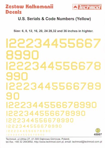 Techmod TM48807 1:48 US Serials and Code Numbers in Yellow