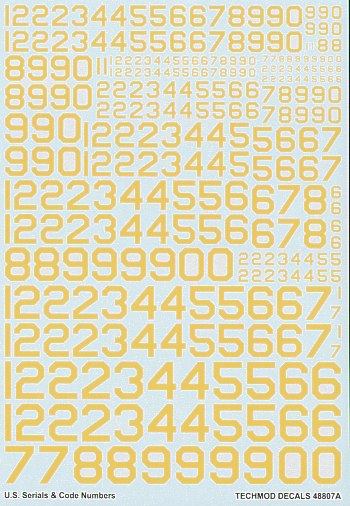 Techmod TM48807 1:48 US Serials and Code Numbers in Yellow
