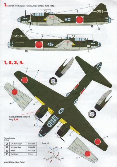 Techmod TM48816 1:48 Mitsubishi G4M1 'Betty' Pt 1 G4M1, "White 359, 705