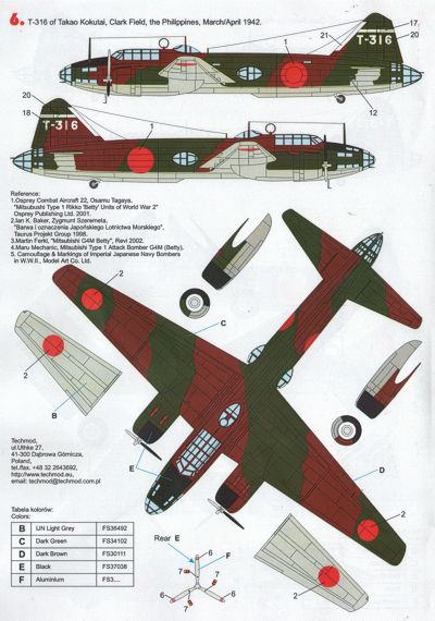 Techmod TM48816 1:48 Mitsubishi G4M1 'Betty' Pt 1 G4M1, "White 359, 705