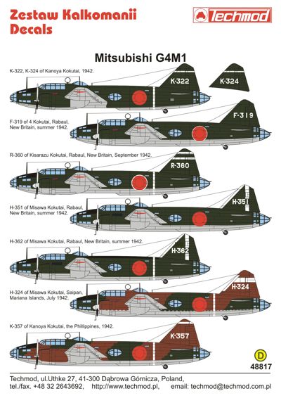 Techmod TM48817 1:48 Mitsubishi G4M1 'Betty' Pt 2